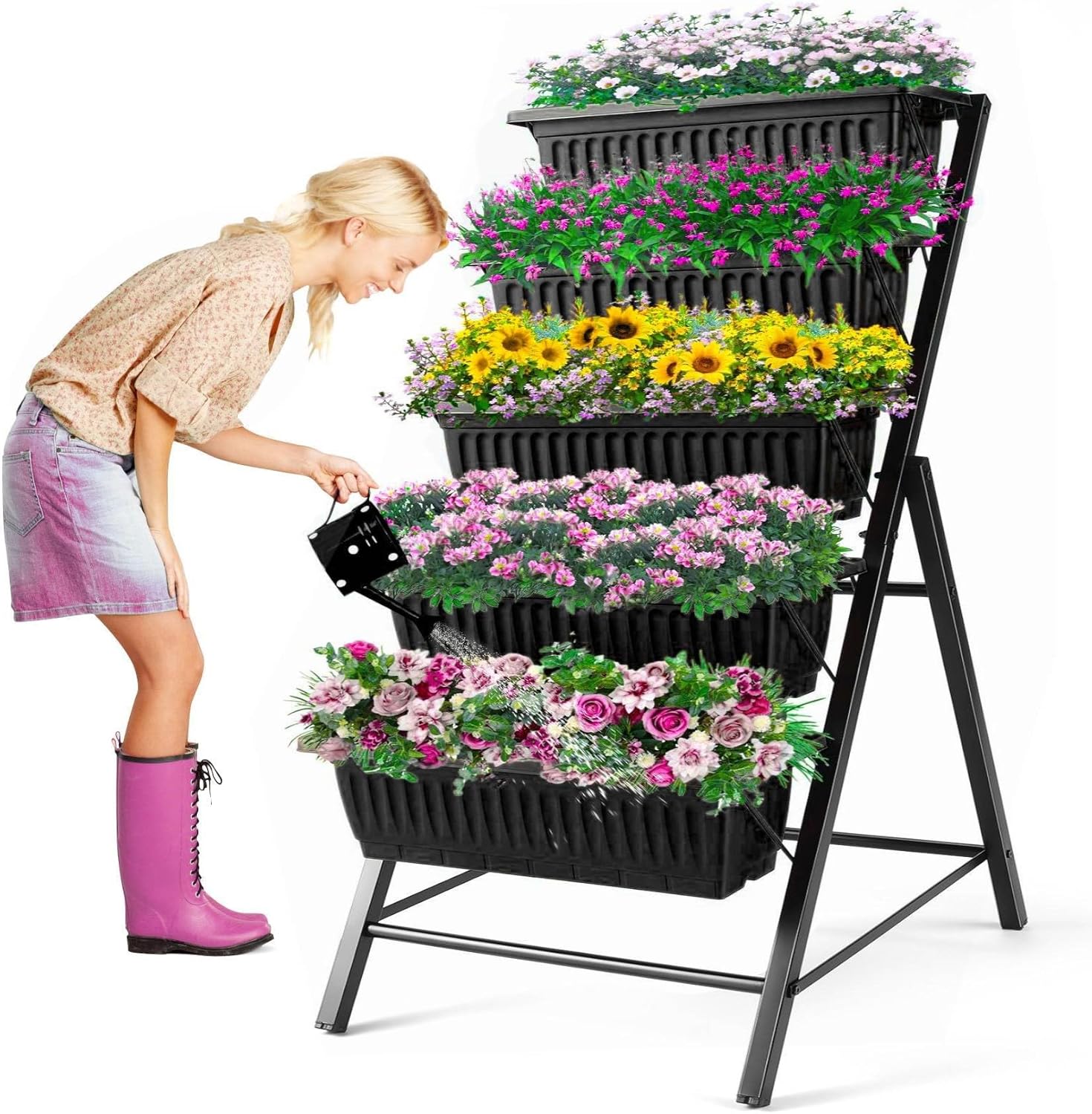 Vertical Planter - حاوية نباتات معدنية بـ 5 طبقات