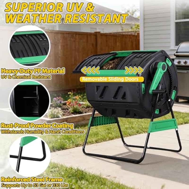 صندوق سماد دوار مكون من قسمين  - مراجعة Compost Bin وسعره